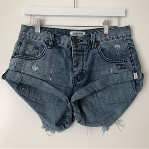 One Teaspoon washed blue bandits denim shorts